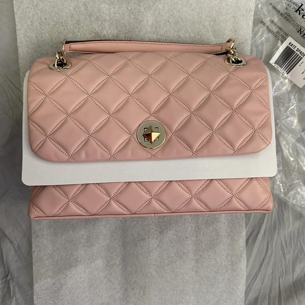Kate Spade Natalia Medium Flap Shoulder Bag in Rose Smoke (WKRU7076)